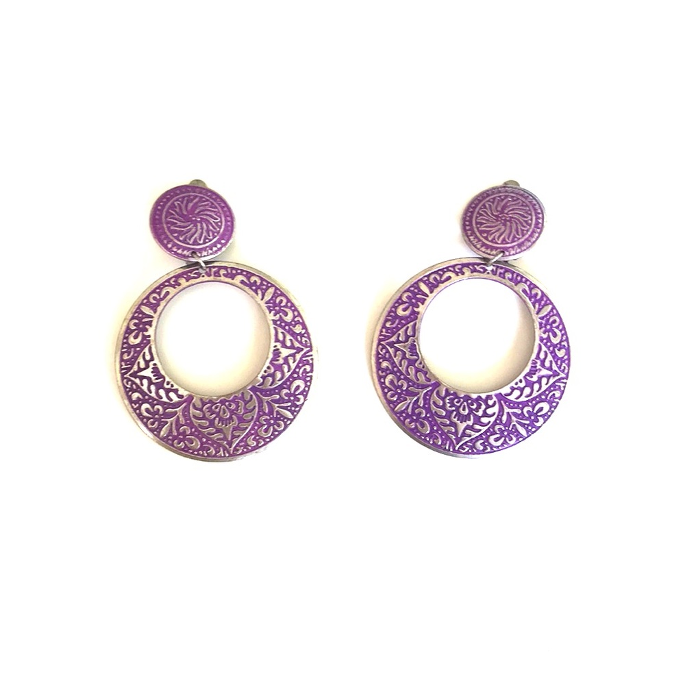 3/$20 Clip on purple hoop nickle earrings